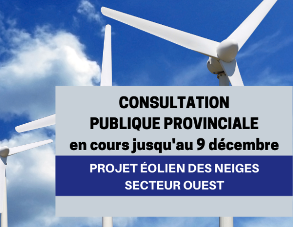 Consultation publique provinciale sur les enjeux d'un projet éolien